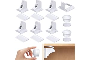 Child Safety Magnetic Cabinet Locks 6 Pack+2 Keys-AOSITE Baby Proofing Magnetic Drawer Locks for Kitchen with Adhesive No Drilling or Screws Fixed, 4 Baby Safety Cabinet Locks for Knobs