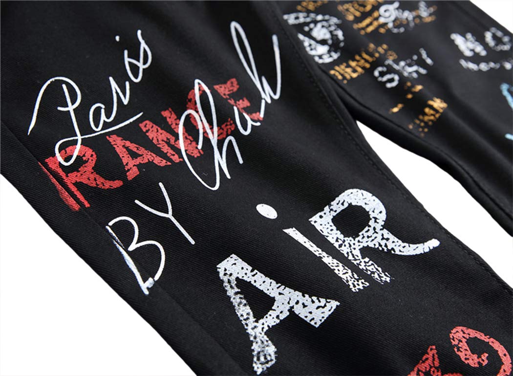 Baylvn Men's Casual Printed Slim Fit Jeans Skinny Denim Pants