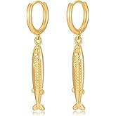 COORWEEL Women Spiral Shell Conch Fish Hoop Dangle Earrings for Women Trendy Summer Beach Jewelry