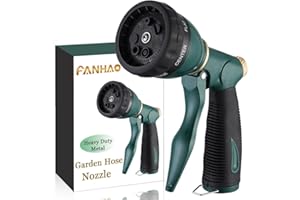 FANHAO Garden Hose Nozzle Sprayer Heavy Duty, 100% Metal Spray Nozzle High Pressure Water Hose Nozzle with 7 Patterns for Wat