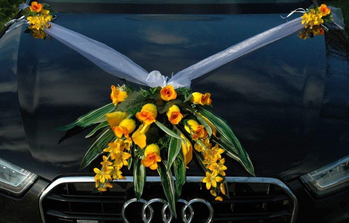 Spitze Strauss car jewellery rose decoration wedding Gelb 5 — image 1