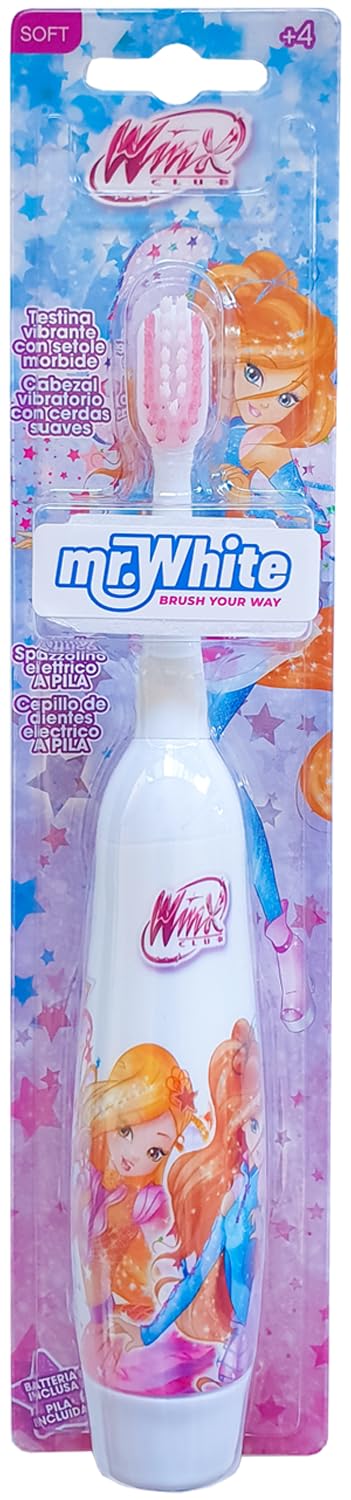 Winx Battery Powered Electric Toothbrush for Kids – Soft Rounded Bristles, Enhanced Vibration, Protection Cap & Battery Included | Gentle & Fun Oral Care for Children Ages 4+