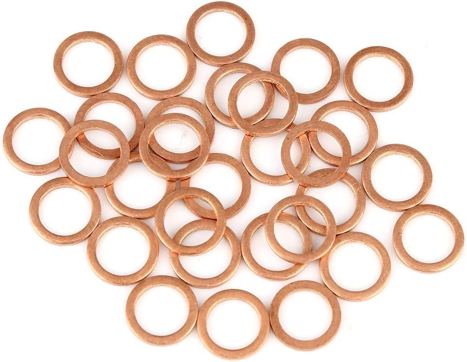 MACHSWON Copper Washer Flat Sealing Gasket Ring Spacer for Car 10 x 14 x 1.5mm 50pcs