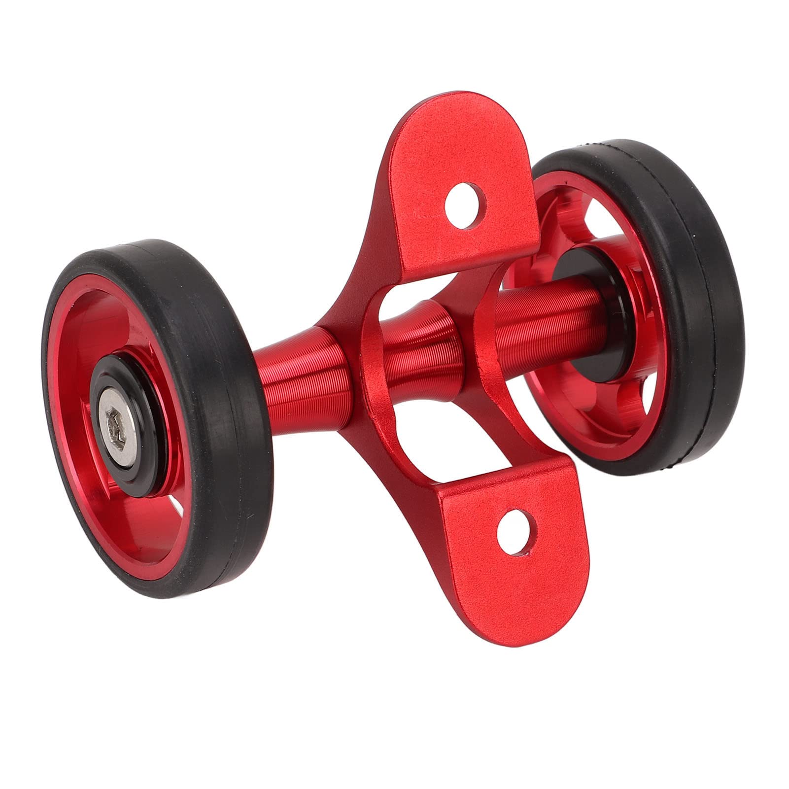 Bewinner Easywheel Double Rear Wheels for Brompton Folding Bike, Bike Mudguard Extension Roller Assembly, Aluminum Alloy (Red)