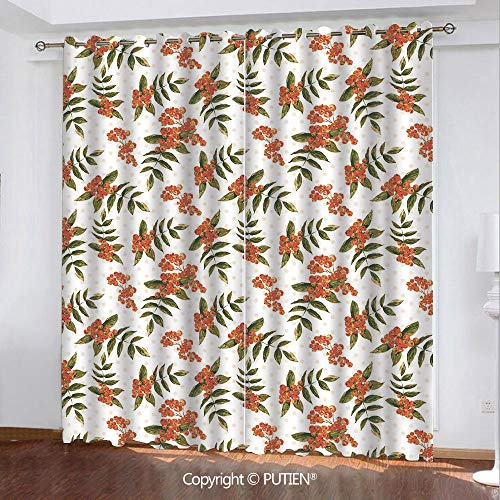 Satin Grommet Window Curtains Drapes Rowan Botanical Foliage