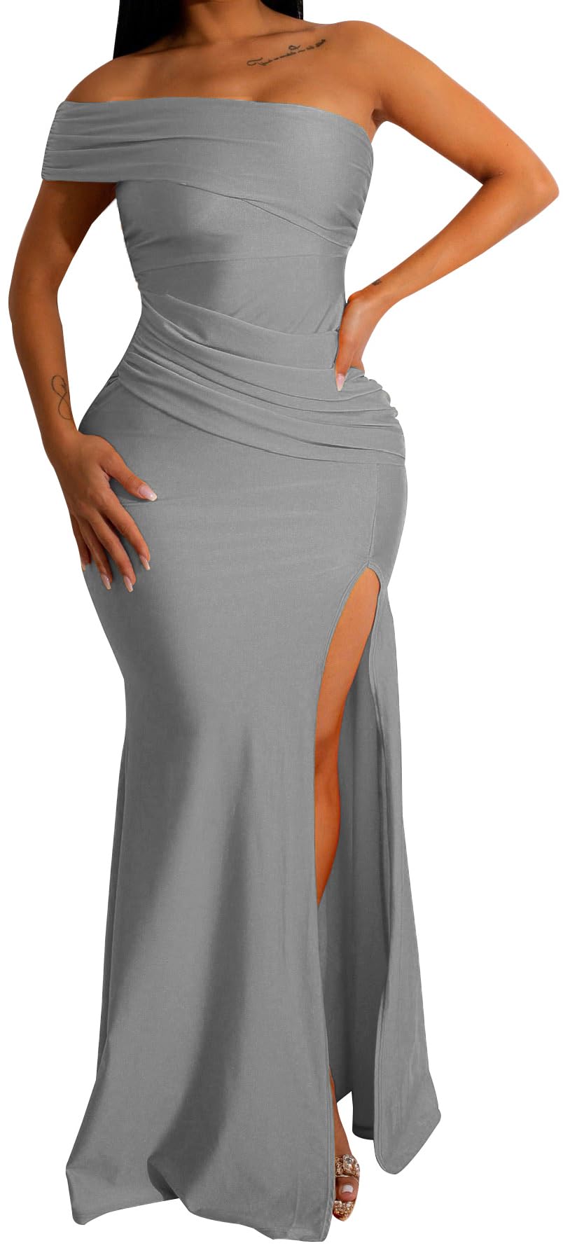Sexy One Shoulder Sleeveless Maxi Dresses for Women
