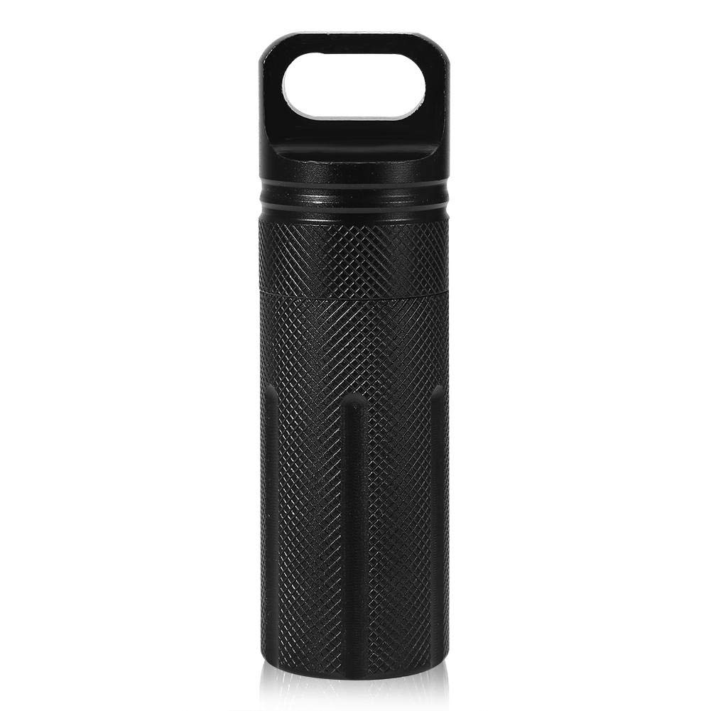 Pill Case,Storage Tank,Outdoor Waterproof Keychain Storage Bottle Tank Medicine Box Pill Holder Capsule Seal Container(black)