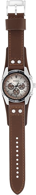 Orologio Coachman da uomo, movimento cronografo al quarzo, cassa in acciaio inossidabile da 45 mm con cinturino in vera pelle, CH2565, Marrone