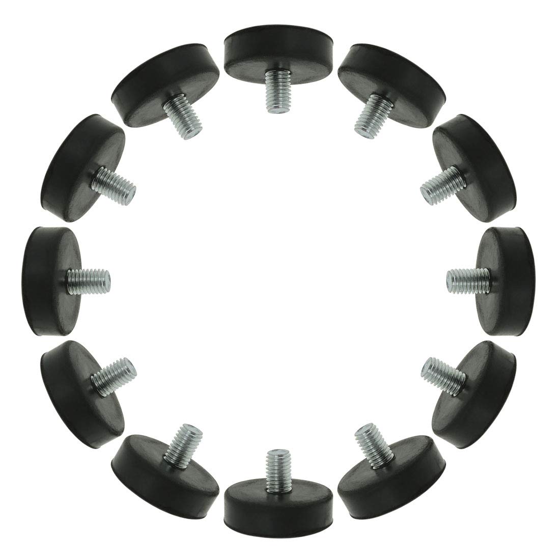 Sourcingmap M10 x 15 x 43mm Leveling Feet Adjustable Leveler Floor Protector Round Base for Furniture Chair Table Leg 12 Pack