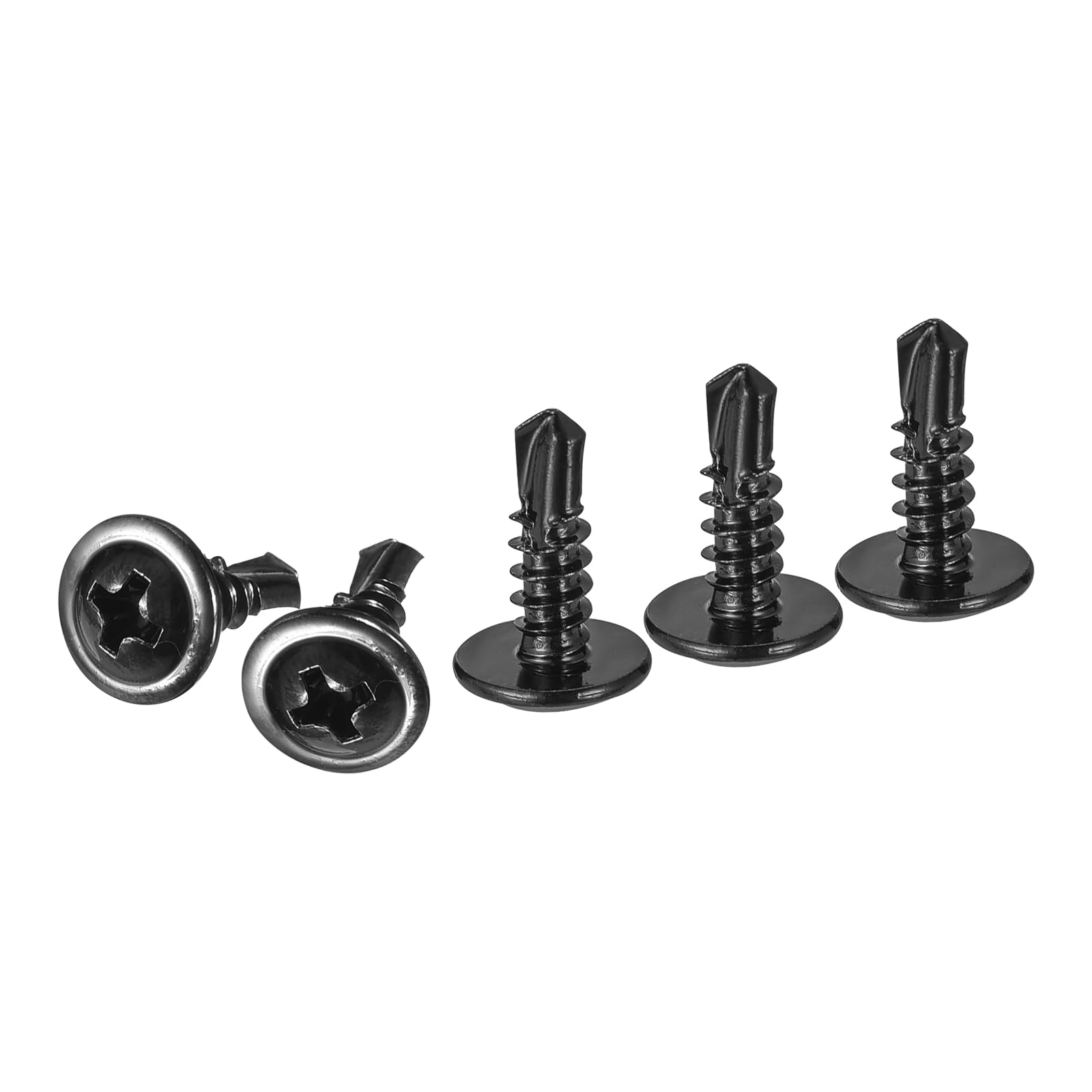 DTGN #8x1/2 Sheet Metal Screws - 100Pack - for Wood, Furniture - 410 Stainless Steel Phillips Round Head Washer Drill Tail Self Tapping Screws - Black — image 1