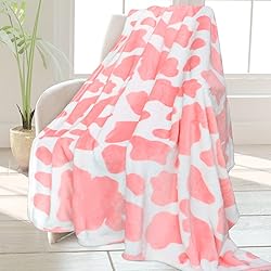 Cute Strawberry Cow Print Blanket Soft Fleece