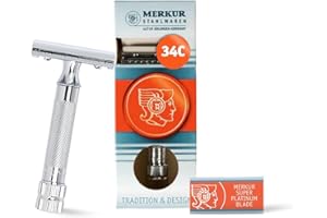 Merkur Mk34c Double Edge Razor with Heavy Duty Short Handle