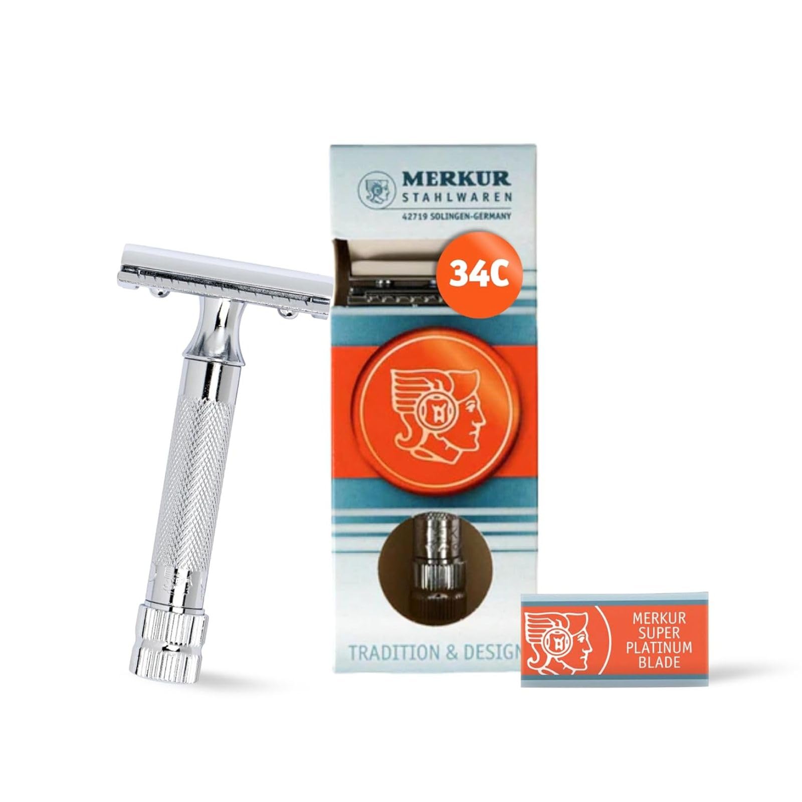 Photo 1 of Merkur Mk34c Double Edge Razor with Heavy Duty Short Handle