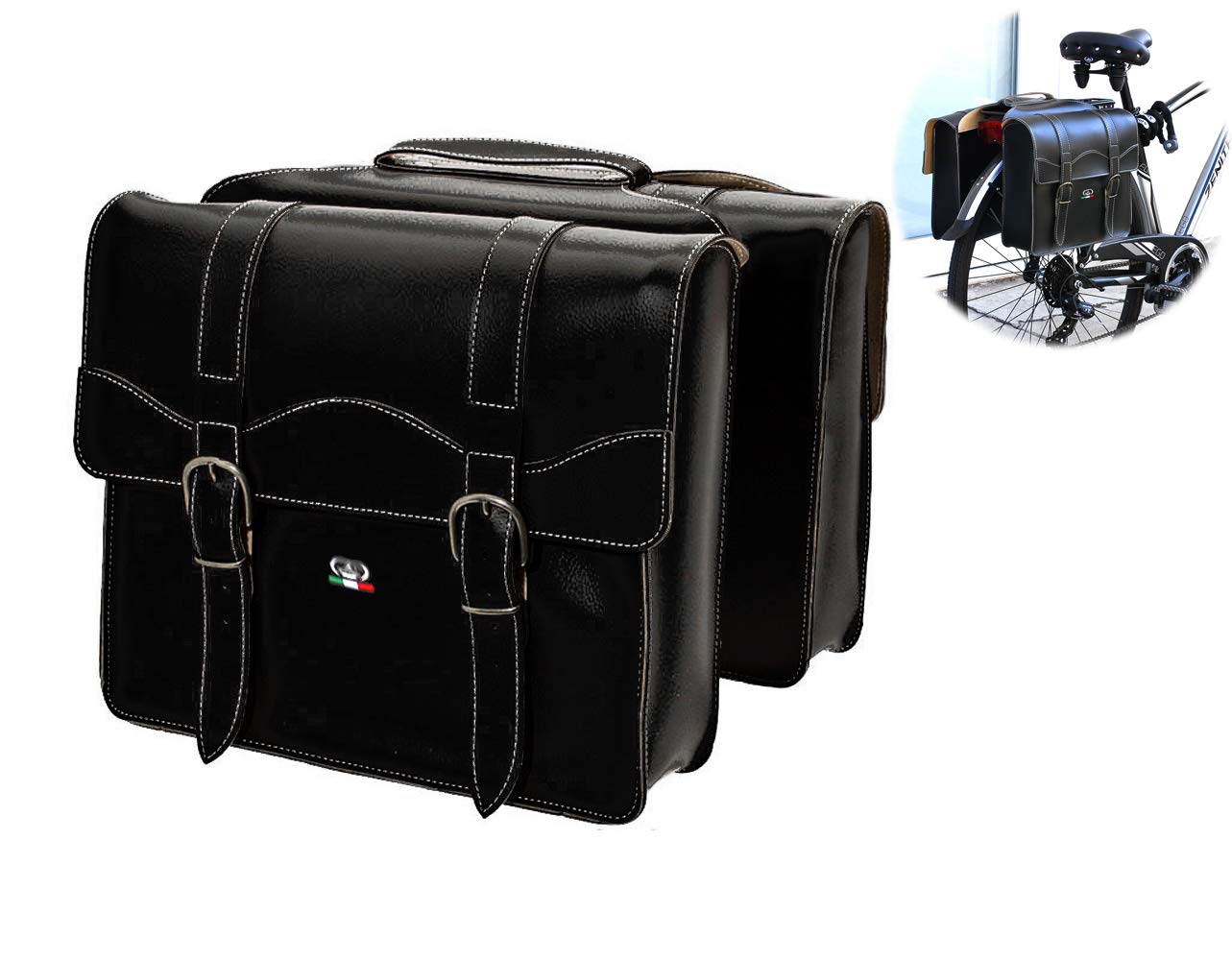 Double Luggage Carrier Bag Montegrappa MOD. 0024 - Made in Italy - Black