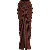 winkbay Women's Ruched Bodycon Pencil Skirt Elegant High Waisted Maxi Formal Cocktail Party Skirts