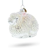 White Sparkling Bunny Blown Glass Christmas Ornament
