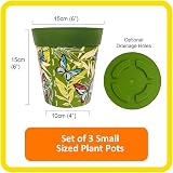 Hum Flowerpots Set of 3 15cm Indoor Outdoor Plastic Pots Green Grey view 2