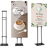 ZEGNEER Black Pedestal Poster Sign Stand for Display, Adjustable Height Up to 80 Inchs, Heavy Duty Banner Double Sided Sign Holder for Board &amp; Foam