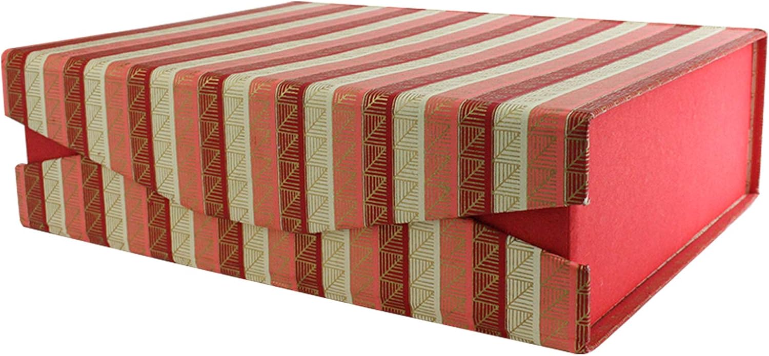 Emartbuy Handmade Cotton Paper Gift Box, Printed Red Pink Gold, 26 x 18.4 x 6.3 cm (10.25 x 7.25 x 2.5 in) - Image 3