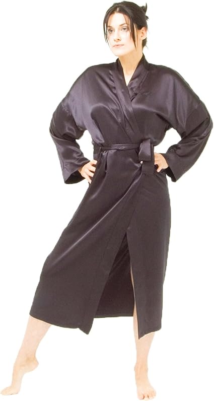 Amazon Com Full Length Silk Kimono Size Xl Xxl Colour Black