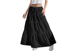 BIDOBIBO Skirts for Girls Boho High Waist Maxi Skirt Cute Trendy Preppy Teen Girl Clothes Swing A Line Long Skirts