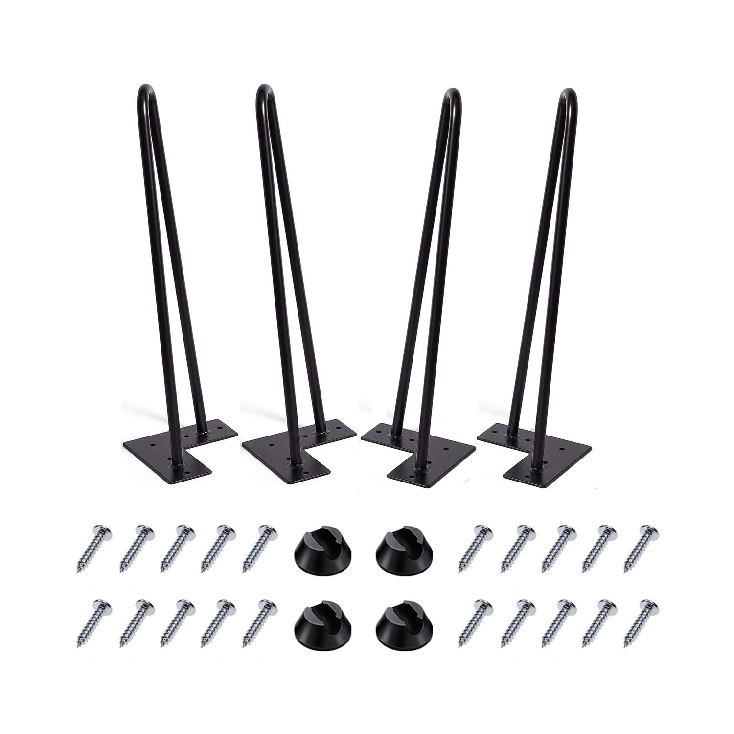 MSOBAIW 16 inch Hairpin Metal Coffee Table Legs Set of 4, DIY Furniture Pin Legs for Side Table, Nightstand, Chair ect, 3/8" Thick Heavy Duty Mid-Century Modern (16", Black)