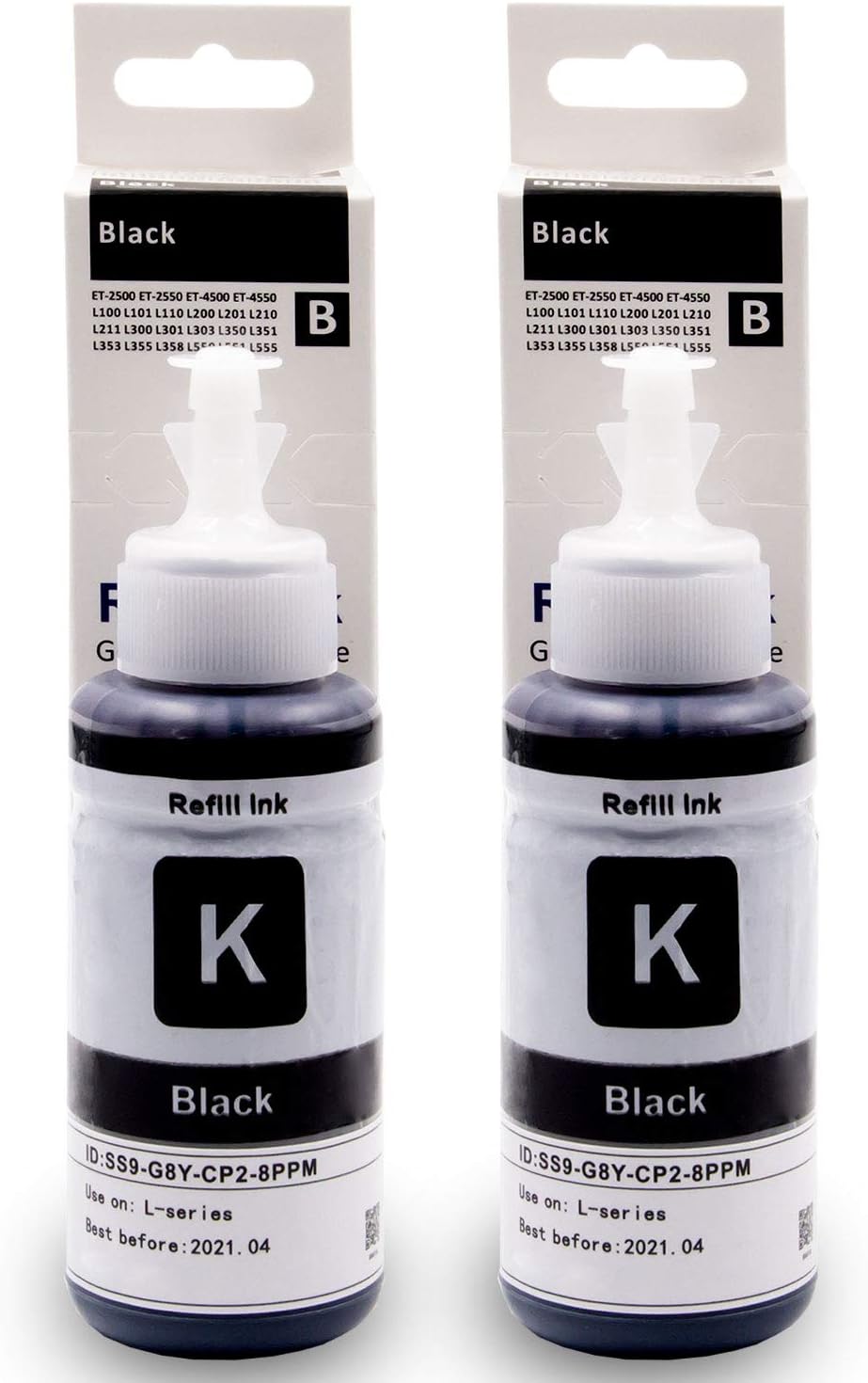 Pristar Compatible Refill Bottle Ink Replacement for 664 T664 Work for ET-2550 ET-4550 ET-2650 ET-3600 ET-16500 (Black, 2-Pack, 70 Milliliter Dye Ink per Bottle)