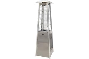 Hanover 34-In. 9,500 BTU Mini Pyramid Tabletop Propane Patio Heater, Small and Stylish Outdoor Heater for Balcony, Backyard, Porch, or Deck, Durable Metal Outdoor Heaters for Patio in Stainless Steel