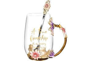 OEAGO Friendship Gifts for Women Best Tea Cup Friend Gifts for Women Flower Coffee Mug Christmas Birthday Gifts for Female Coworker