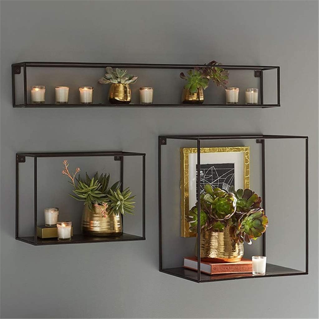 KISlink Estantes flotantes con Marco de Alambre de Metal, Juego de 3