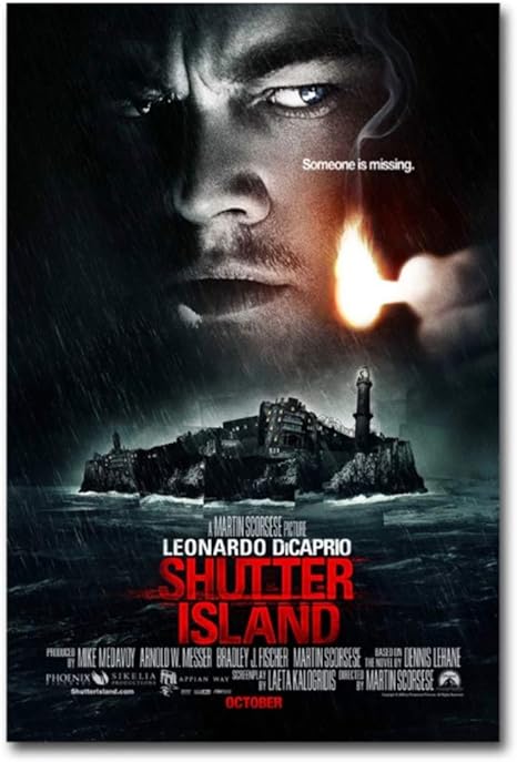 Amazon Com Kongqte Prints Shutter Island 2010 Movie Leonardo Dicaprio Poster Wall Art Canvas Cloth Paintings For Living Room Decor 50x70cm No Frame Posters Prints