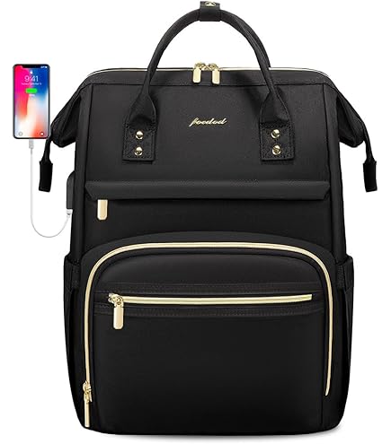 YAMTION 17 Inch Laptop Backpack For Women - USB Charging School Bookbag With TSA Feature For Travel