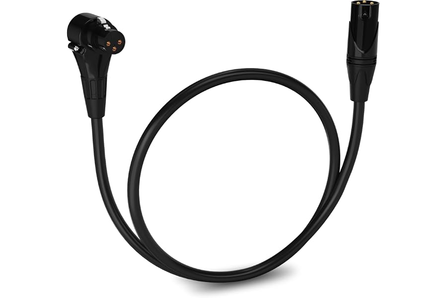 LyxPro 1.5 Feet Right Angle XLR Female to Male 3 Pin Mic Cord for Powered Speakers Audio Interface Professional Pro Audio Performance Camcorders DSLR Video Cameras and Recording Devices - Black