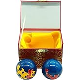 BRABUD 1.5'' Cloisonne Health Hand Balls Carved Dragon and Phoenix Pattern Exercise Stress Balls Craft Collection BS148 (S, blue)