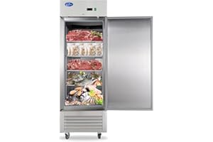 kalifon 27" Reach-in Commercial Freezer with 2 Solid Door & 4 Shelves, 23 Cu.ft Stainless Steel Freezer Fan Cooling Freezer for Restaurant, Bar, Home, Shop, and Business