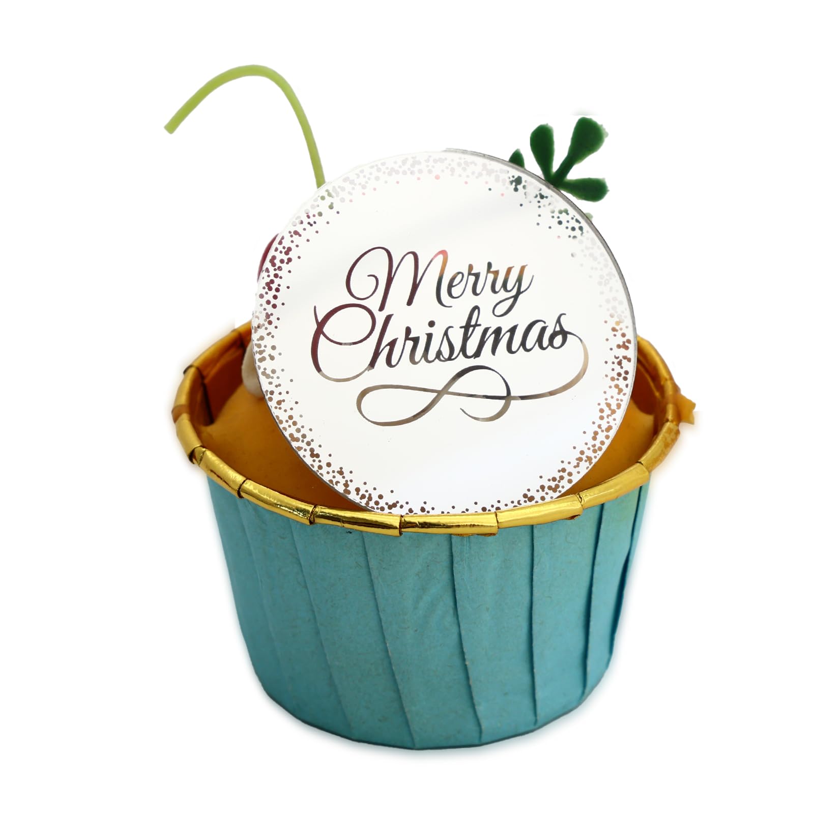 3 Little Desserts Engraved Acrylic Cupcake Toppers - Set of 6 - Reusable Cupcake Discs - Silver Snowflake Dots - Christmas Cake Toppers