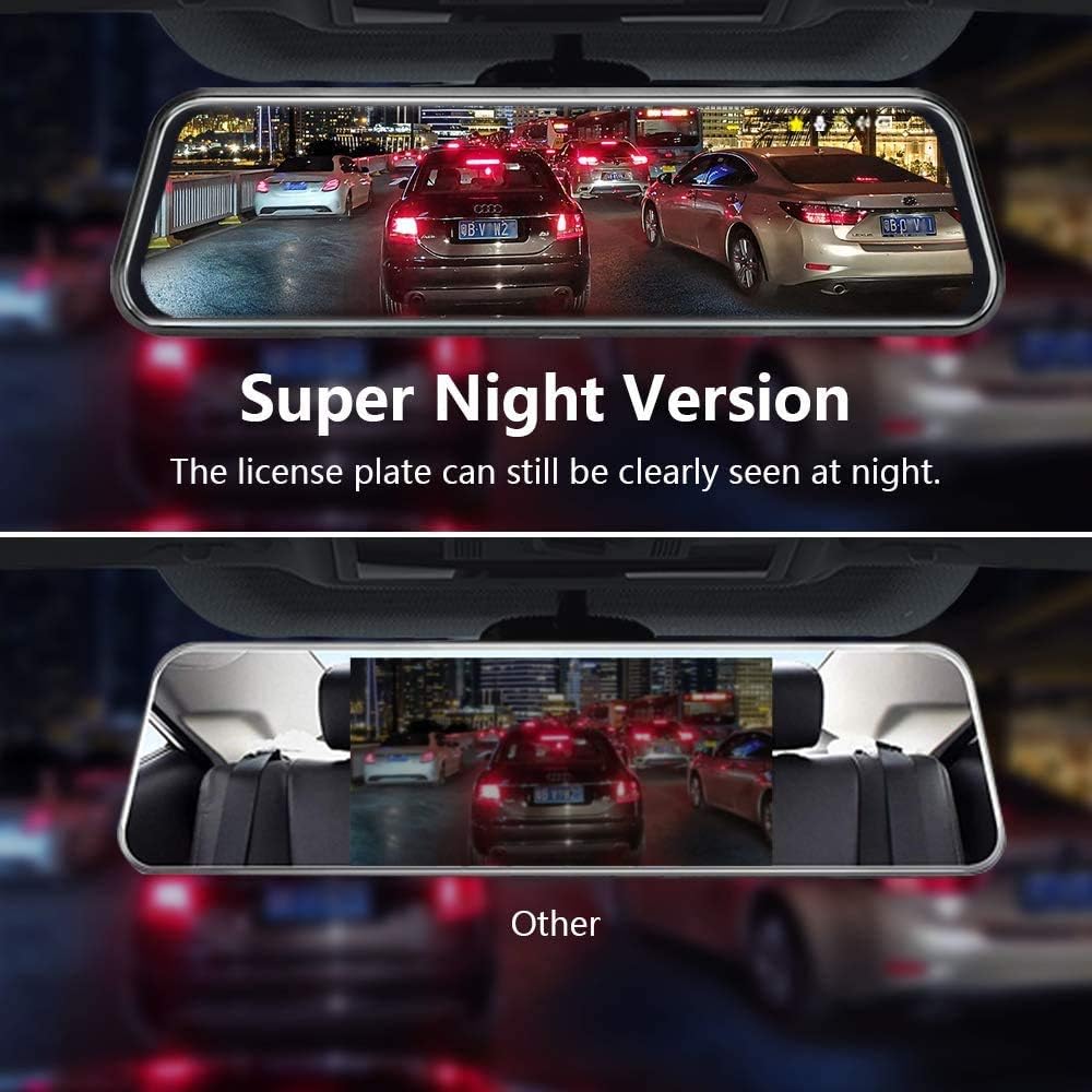 2026 Upgraded10 Inch Mirror Dash Cam Night Vision 1080P Full Touch Screen Dual Dash Cam Front and Rear Camera Car Rear View Mirror Loop Recording 170° Wide Angle Parking Assistance - Image 5