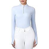 Charmsphere Women’s Equestrian Quarter Zip Riding Top, Long Sleeve Performance Shirt with Thumb Holes
