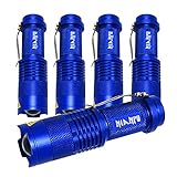 NIANPU 5 Pack Mini Zoomable Cree 7W 350LM Q5 Tactical Flashlight Torch Lamp Light with 3 Mode Adjustable Brightness Power by AA/14500 (BLUE)
