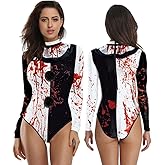 Women Terrifier Cosplay Swimsuit Terrifier Costume Black White Swimwear Set for Halloween Carnival Party