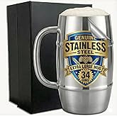 Beer Mugs - Viking Cup for Beer Enthusiasts - 34 oz Stainless Steel Mug with Handle - Unique Barrel Stein for Men - Ideal Coffee Tumbler, Coffee Cup, Tankard, Barrel Mug by Quickshot