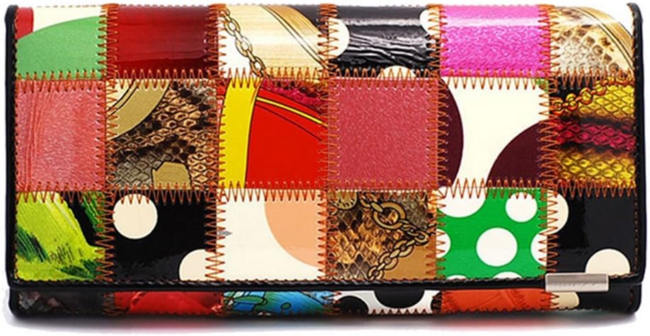 BagVenus Women Long-Style Lattice Premium Leather Purse Wallet