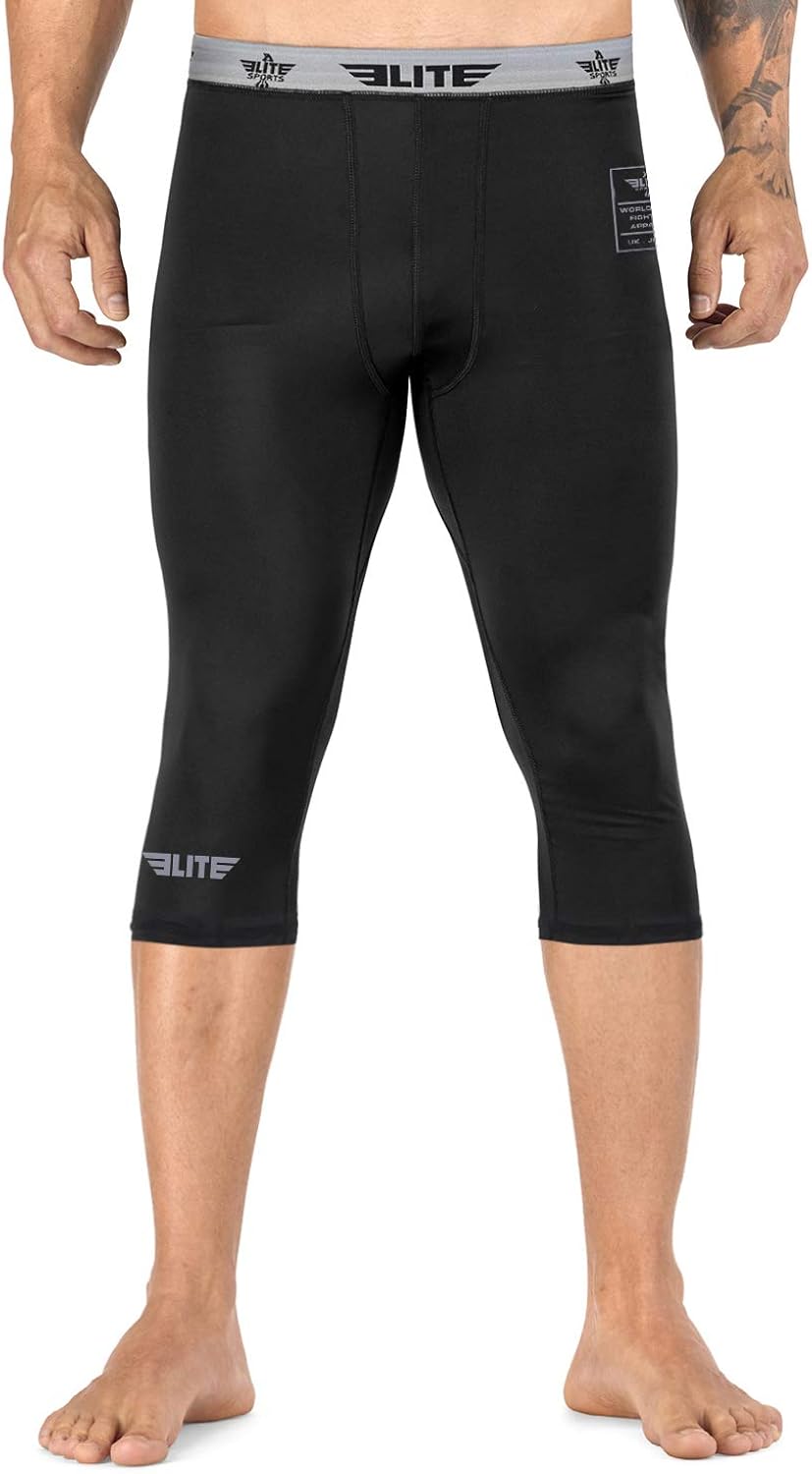 Elite Sports BJJ Jiu Jitsu MMA NoGi Spats for Men 3/4 Best BJJ Tights