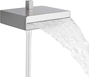KES Bathtub Faucet with Shower Diverter Waterfall Tub Faucet Wall Mounted Bathtub Spout Stainless Steel Brushed Finish, PSN9B-BN