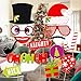 Photo Booth Props, Coxeer 50 Pcs DIY Christmas Photo Booth Reunion Props for New Year Eve Party, Dress Up Costumes with Accessories on a Stick, Mustache, Christmas Hat, Glasses, Lips, Elk Antlers
