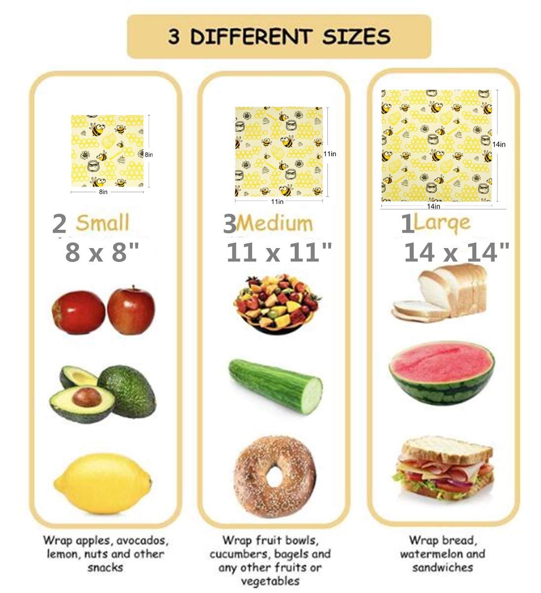 Beeswax Warp Wachspapier, 6er Set Wiederverwendbare Bienenwachstücher Bio Bienenwachs Lebensmittelverpackung Ve