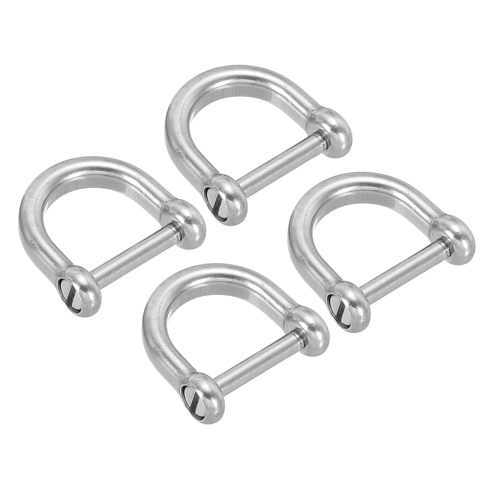 PATIKIL D-Ring Shackle, 4 Pack 1/2 Inch Inside Width Stainless Steel U Shape Small Shackles for DIY Leather Craft Replacement, Silvery
