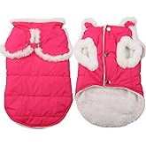 JoyDaog Shawl Design Fleece Lined Warm Dog Jacket for Puppy Winter Cold Weather,Soft Windproof Small Dog Coat,Pink S