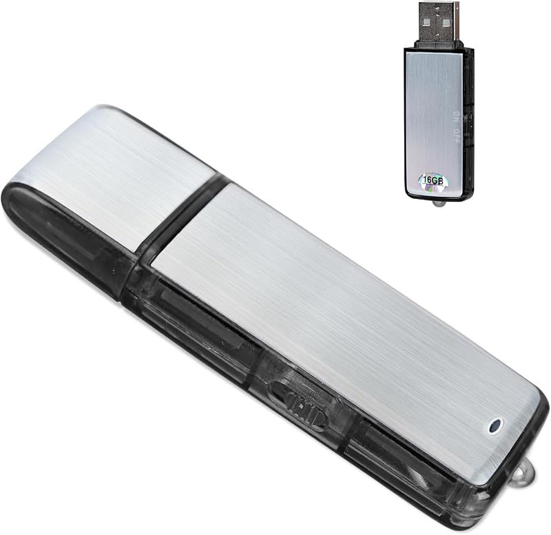 Podazz 16G Digital Voice Recorder Sound Activated USB Rechargeable Metal Case