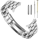 SINAIKE 20mm 22mm Metal Watch Band for Men Screw-In Stainless Steel Watch Band Straight with Curved Ends Watch Bracelet Replacement Strap with Classic Diving Buckle Sliver-Gold